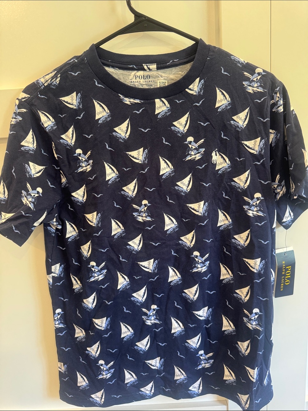 Polo by Ralph Lauren Navy Blue Sailboat Print Short Sleeve Tee